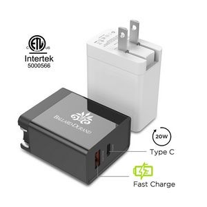 20W USB-C + 18W USB-A Fast Charging Power Wall Adapter